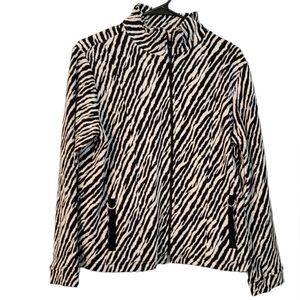 Rafael Sport Woman’s Jacket Size L Coat Animal Print  Full Zip Slash Pockets